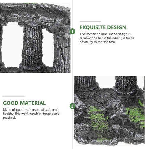 PRETYZOOM Resin Roman Column Ornament, Miniature Column for Aquarium Decorations, Aquarium Decorative Accessories, Fish Aquarium Rock Cave for Shr...