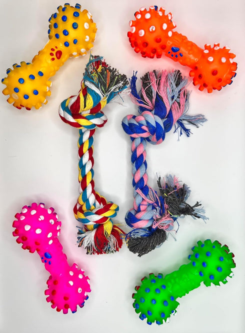 Dog Toy Dog Ropes with Multiple Toys Included S/M/L Dog Toys (6Pack Assorted Ropes & Bones)...