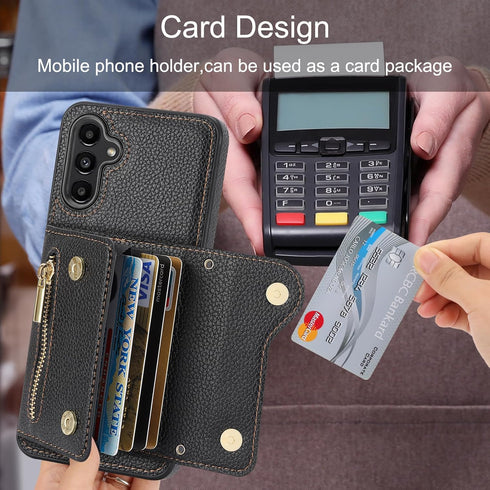 Asuwish Phone Case for Samsung Galaxy A15 5G Zipper Wallet Cover with Tempered Glass Screen Protector and Credit Card Holder Crossbody Strap Long ...