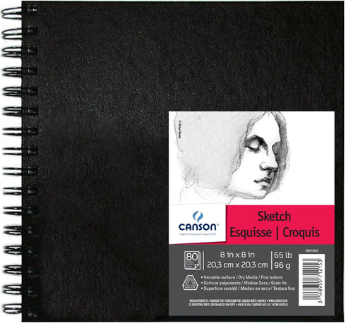 Canson Artist Series Sketchbook, Wirebound Journal, 8x8 inches, 160 Pages (65lb/96g) - Artist Paper for Adults and Students - Graphite, Charcoal, ...