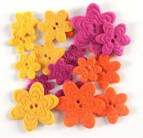 Favorite Findings Flair Felt Buttons, Brilliant Blooms, 17 Piece...
