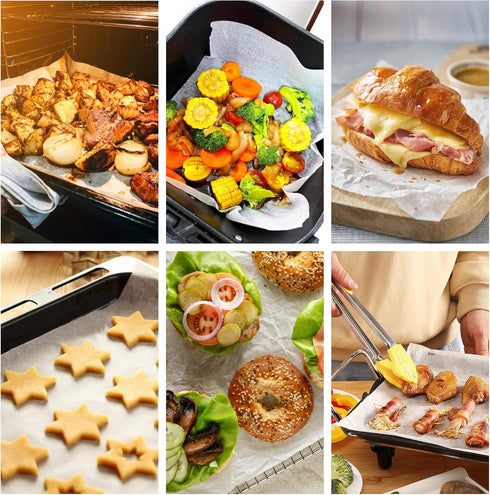 200 Pcs Parchment Paper Baking Sheets, 12"x16" Precut Non-Stick Baking Parchment Paper Sheets Bun Sheet Pan Liners.Baking Grilling Air Fryer Steam...