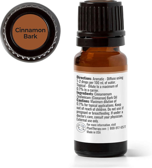 Plant Therapy Cinnamon Bark Essential Oil 10 mL (1/3 oz) 100% Pure, Undiluted, Cinnamon Oil for Diffuser, Spray, Candle Making, Spicy, Sweet Scent...