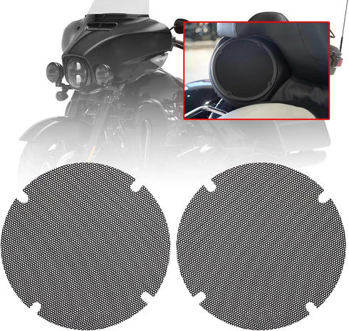 Black Motorcycle Mesh Rear Passenger Speaker Grille Covers for Harley Road Glide Street Glide Electra Glide Ultra Classic Tri Glide Ultra 2014-202...