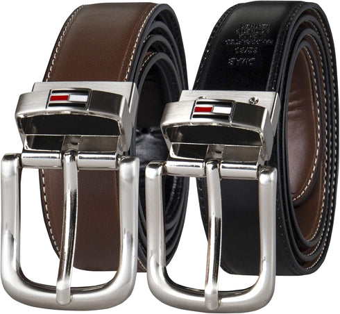 Tommy Hilfiger Men's Reversible Belt, Brown/Black Casual, 42...