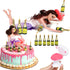 Happy 21st Birthday Cake Topper Decorations For Her With Mini Liquor Wine Bottle Candles, Toilet & Jointed Doll | 21st Birthday Decoration Party S...