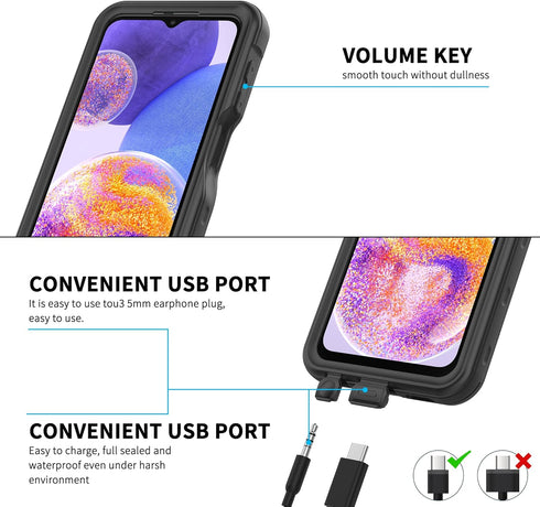 for Samsung Galaxy A23 5G Case, Waterproof Phone Case with Built-in Screen Protector and Lanyard, Full Body Underwater Dustproof Shockproof Rugged...