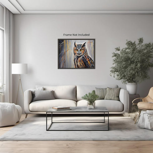 Posterizer 1 pcs- Abstract owl with a gray background-Art for Animal Lovers-Abstract & Modern Art- Gift for Men Women Entrepreneur Teens-Decor for...