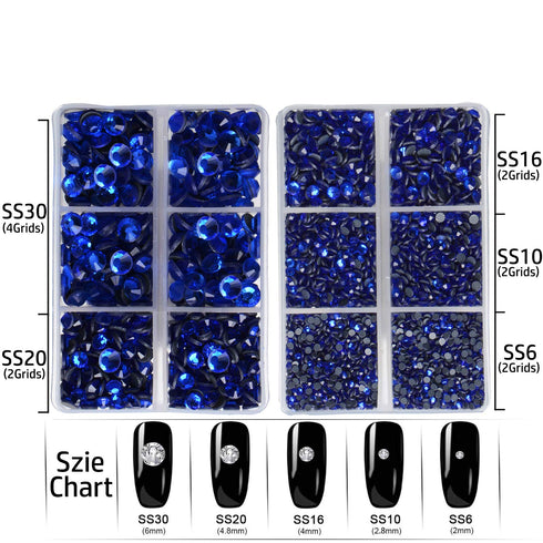 LPBeads 6400 Pieces Hotfix Rhinestones Sapphire Flat Back 5 Mixed Sizes Crystal Round Glass Gems with Tweezers and Picking Rhinestones Pen...