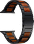 Compatible for Apple Watch 49mm 45mm 44mm 42mm Bands, Red Sandalwood Wood Stainless Steel Replacement Wrist Strap for Apple Watch Ultra & SE Serie...