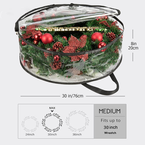 CINPIUK Clear Wreath Storage Bag 30 Inch Christmas Wreath Storage Container, Heavy Duty Wreath Protector with Handle for Holiday Seasonal Wreath G...