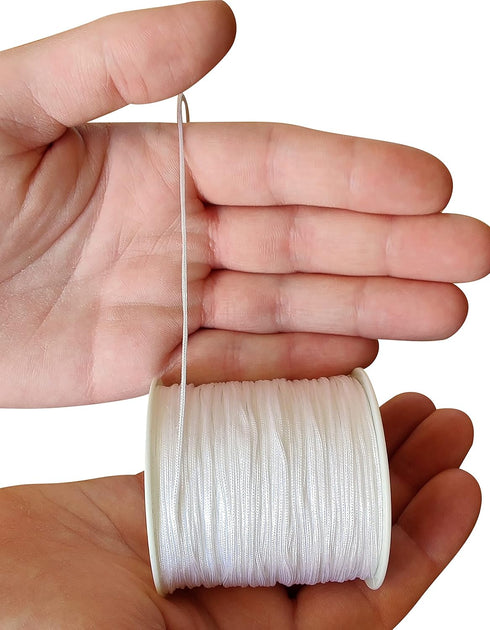 1mm Nylon Cord Multi-Use Extra Strong Braided Thread Jewelry Necklace Bracelet Making String Beading Crafting Cording Arts Crafts DIY (White, 100 ...