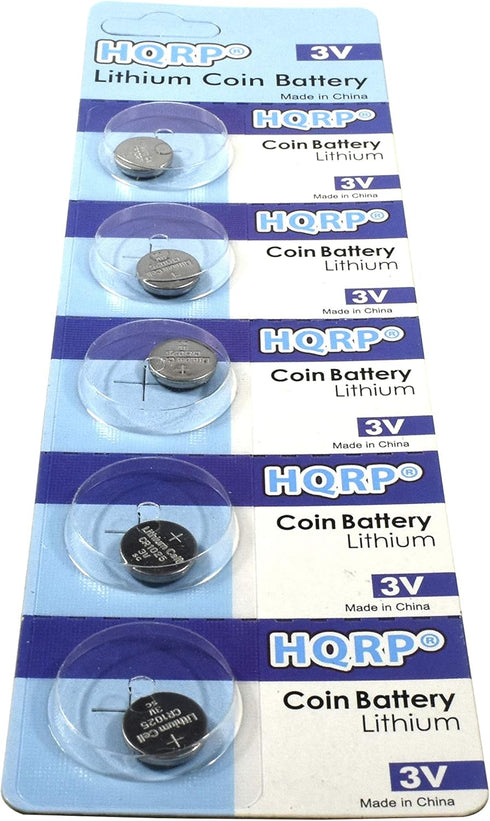 HQRP 5-Pack CR1025 3-Volt Lithium Cell Battery CR1O25 BR1025 DL1025 1025 5033LC KL1025...