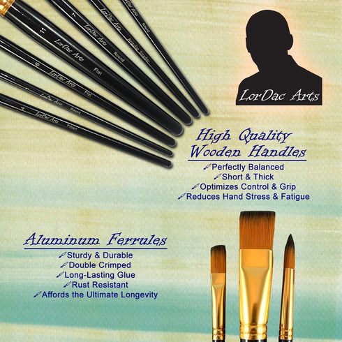 Paint Brush Set, 7 Artist Brushes for Painting with Acrylic, Gouache, Oil and Watercolor. Professional Art Quality on Canvas, Wood, Face and Model...