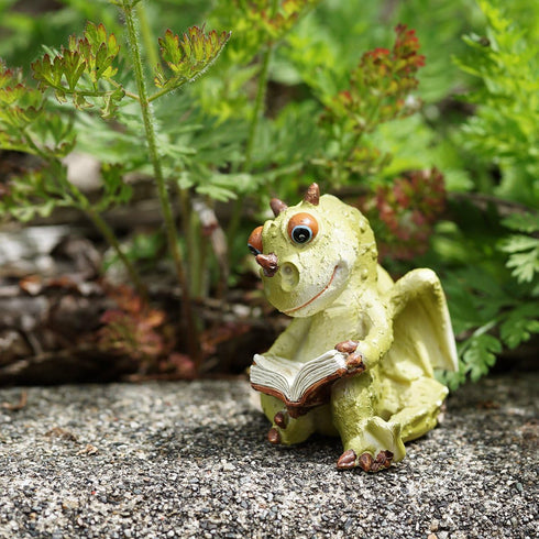 Top Collection Miniature Garden Dragon Reading Book...