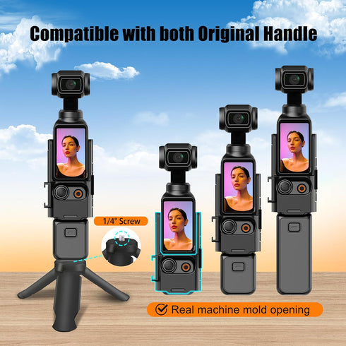 Osmo Pocket 3 Expansion Frame Adapter Protective Bracket + Osmo Pocket 3 Tripod+ Action Adapter compatible for DJI Osmo Pocket 3 Accessories with ...