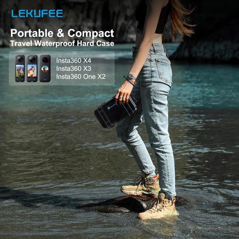 Lekufee Portable Waterproof Hard Case Compatible with Insta360 X4/Insta360 X3/Insta360 ONE X2 Action Camera and Accessories(Case Only)...