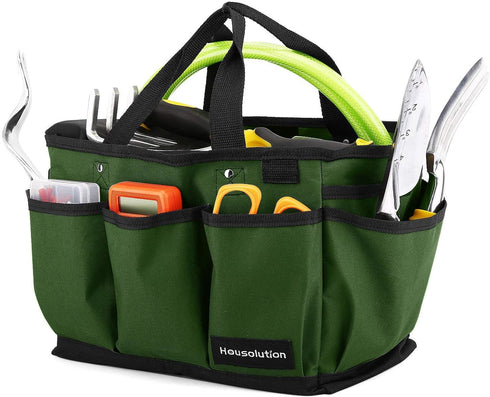 Gardening Tote Bag, Deluxe Garden Tool Storage Bag and Home Organizer with Pockets, Wear-resistant & Reusable, 14 Inch, Dark Green...