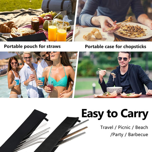 Aosbos Chopstick Carrying Case without Chopsticks, Reusable Chopsticks Bag, Chopsticks Sleeve, Travel Utensil Set Pouch for Metal, Bamboo, Stainle...