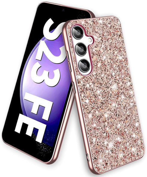 S23 FE Glitter Case for Samsung Galaxy S23 FE 5G Phone Case for Women Girls, Slim Ultra Thin Matte Back Shockproof Protective Cover for Samsung S2...
