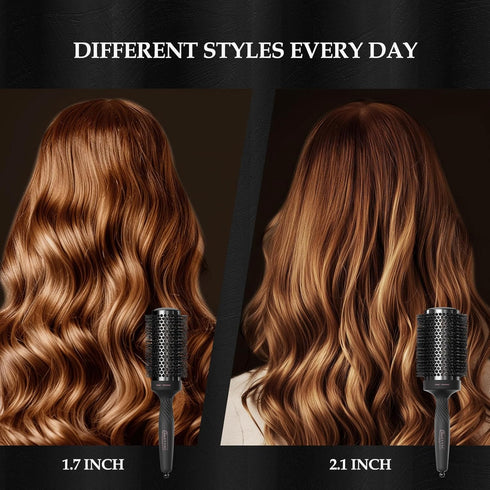 2 in 1 Ceramic Round Brush for Blow Drying,Great for Cut Drying Time,for Hair Styling, Anti-static Brush, Enhance Texture Volume, for Women & Men....