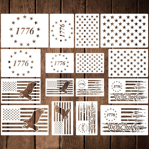 American Flag Stencil, 50 Star Stencils 13 Stars 1776 Templates for American Flag Wood Burning Spray Painting Drawing Craft Projects (Small)...