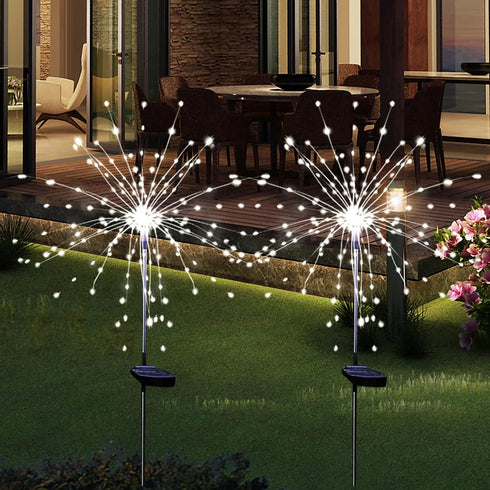 Solar Garden Firework Lights Outdoor Waterproof, 2 Pack Solar Powered Art Stake Twinkle Lighting for Outside Decor, 120 LED Sparklers String Light...