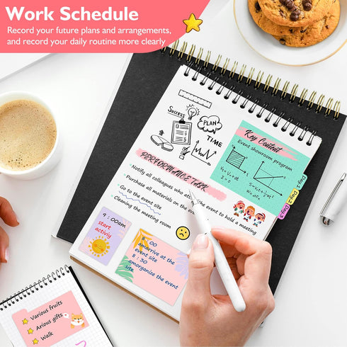 Sticky Notes Set, Post Self-Stick Notes Pads for Journaling Notebook Planner Study, Office Supplies College Essentials Back to School Supplies for...