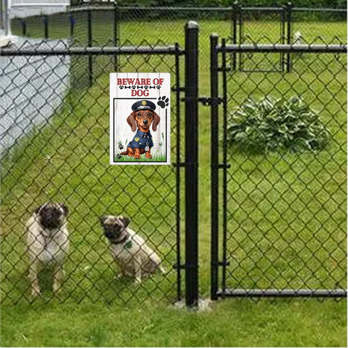 Beware of Dog Sign Funny Guard Dog Tin Sign Gift Security Metal Signs Dog Warning Signs for Fence Garden Yard Garage Gate Wall Decor 8x12 Inches...