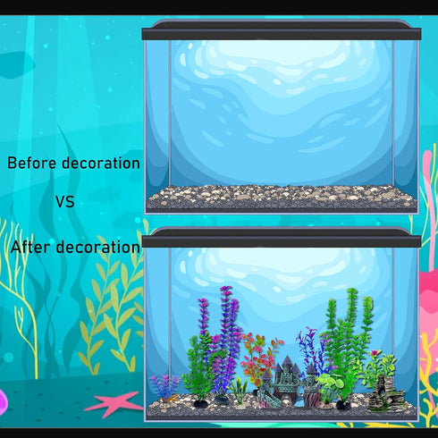 13 Pieces Aquarium Decorations Kit, Fish Tank Decorations Set Small Resin Castle and Rockery Betta Fish Cave Hideout Coral Artificial Plastic Plan...