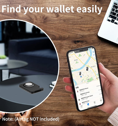 Slim Card Holder Wallet for Men, GPS Carbon Fiber Money Clip Wallet, RFID Blocking Aluminum Slim Cash Credit Card Holder (Not Include GPS Tracker)...