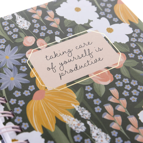 Graphique Spiral Hard Cover Journal - Self Care - 6.25" x 8.25", 160 Lined Pages, Gold Foil - Perfect for Taking Notes, Writing Lists and More...