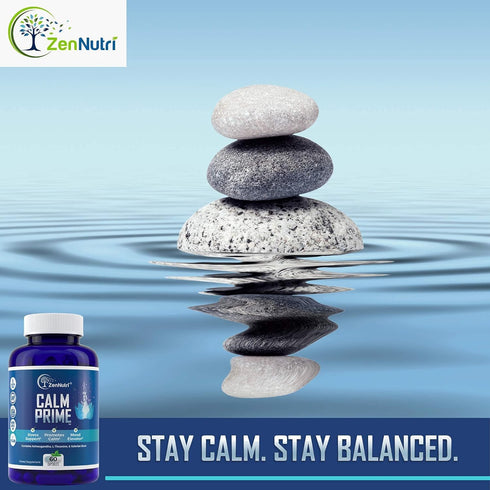Calm Prime Stress Relief Supplement Non-Drowsy | Mood Support Supplement | Mood Boost | Vegan Daytime Stress Supplements Calm Aid | Stress Vitamin...