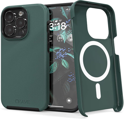 Crave Dual Guard for iPhone 15 Pro Case, Compatible with MagSafe Shockproof Protection Dual Layer Case for Apple iPhone 15 Pro (6.1") - Forest Gre...