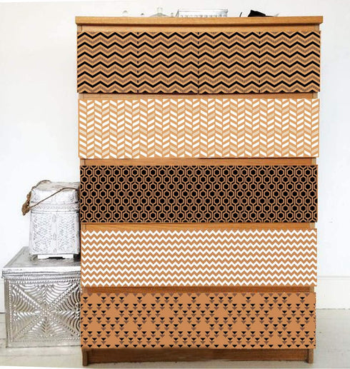 CrafTreat Geometric Stencils for Painting on Wood, Wall, Tile, Canvas, Paper, Fabric and Floor - Geometric Designs Bundle - 6 Pcs - 6x6 Inches Eac...