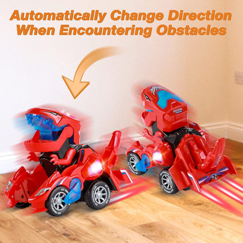 Dinosaur Toys for Kids 3-5: Transforming Dinosaur Car Toy with Light Music for Toddlers 1 2 3 4 5 Year Old Boys Girls - Dino Transformer Toys Cars...