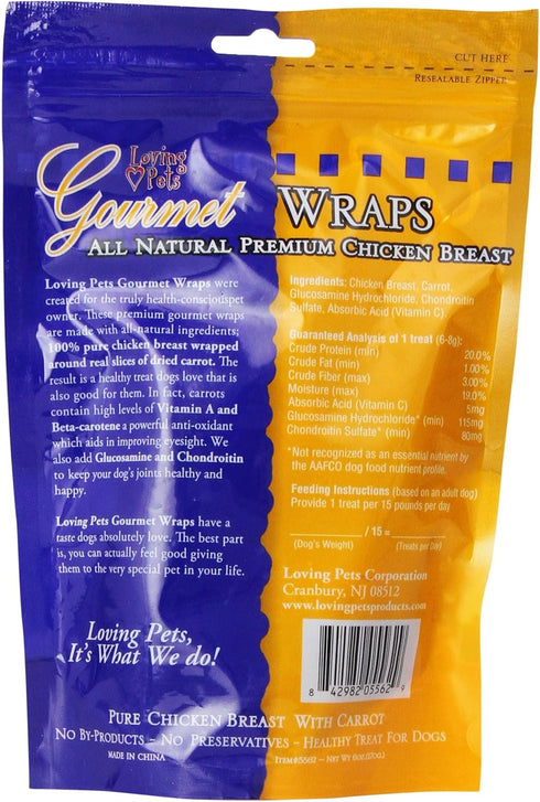 Loving Pets Gourmet All Natural Premium Carrot and Chicken Wraps with Glucosamine and Chondroitin, Dog Treats, 6oz...