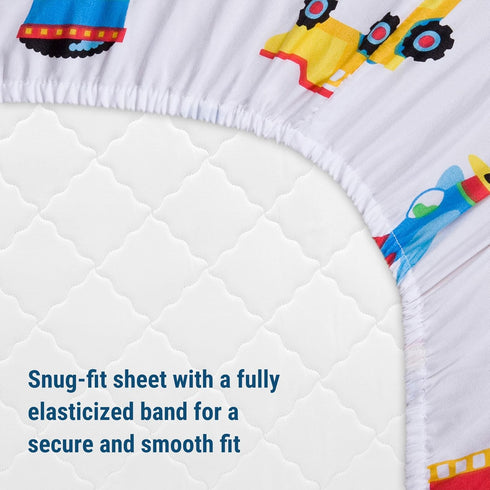 Wildkin Kids 100% Microfiber Crib Sheet – Soft, Breathable Fitted Sheet - Trains, Planes, and Trucks...