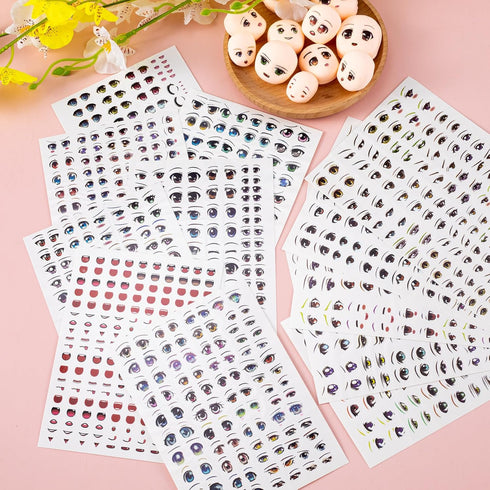 Joez Wonderful 12Pcs Water Eye Stickers for Dolls, Eye Water Decals Cute Cartoon for Doll Clay Accessories...
