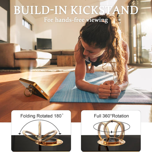 IDweel for iPhone 14 Case with 360°Ring Holder Stand Magnetic Kickstand,Lightweight Slim Fit Plated Rose Gold Edge Soft TPU Bumper Camera Protecti...