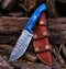 BCK damascus knife damascus steel hunting knife Fixed Blade Hunting Knife with Sheath - Damascus Knife with Blue Wood Handle - 9.75 Inches Handmad...