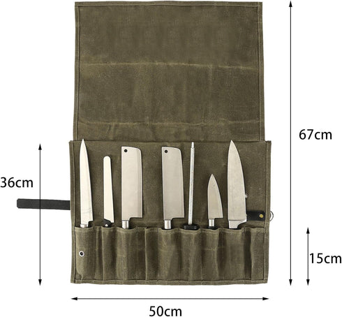 Chef Knife Roll Bag, 9 Pockets Canvas Knife Case, Knife Bag, Knife Wrap Wallet, Cutlery Knife Pouch Holders Protectors for Chef Knives Kitchen Ute...