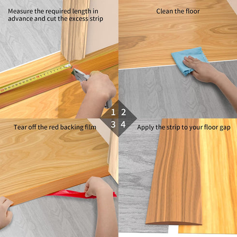 Floor Transition Strip Floor Cover Strips Self Adhesive, Carpet Transition Wood to Tile, 6.56Ft Strip Flooring Transitions Laminate, Vinyl Floor F...