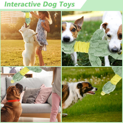 Large Plush Squeaky Dog Toys for Aggressive Chewers, Interactive Tug of War Puppy Toys for Indoor Play - Duck Stuffed Dog Toys with Soft Fabric fo...