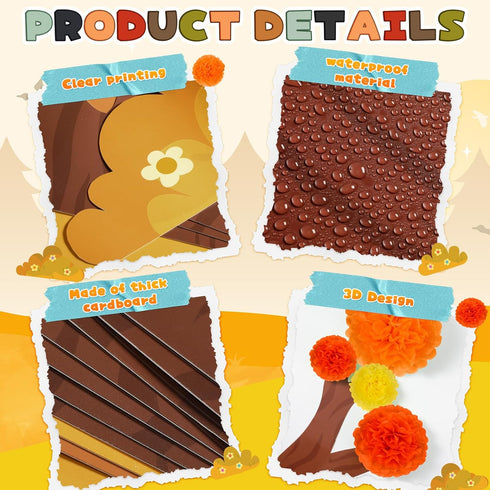 3D Fall Bulletin Board Decorations Set Fall Theme Classroom Decor with Paper Pom Poms Tree Design Wall Decals Autumn Bulletin Board Paper for Teac...