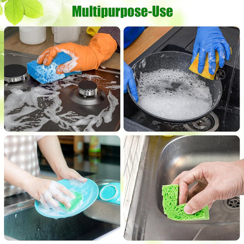 Sponges Kitchen, 12PCS Dish Sponge, Premium Kitchen Sponges, Non-Scratch Scrub Sponges for Washing Dishes, Multipurpose Cellulose Sponges for Clea...