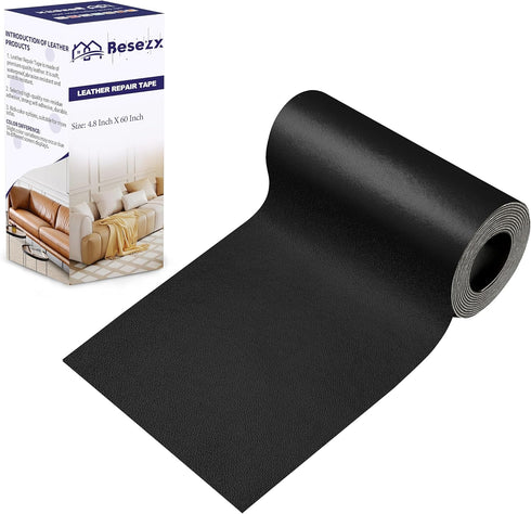 Leather Repair Patch Tape Kit, Self Adhesive Leather Repair for Furniture, Couch, Sofa, Car Seats,Office Chair,Vinyl Repair Kit.4.8inx60in,Black...