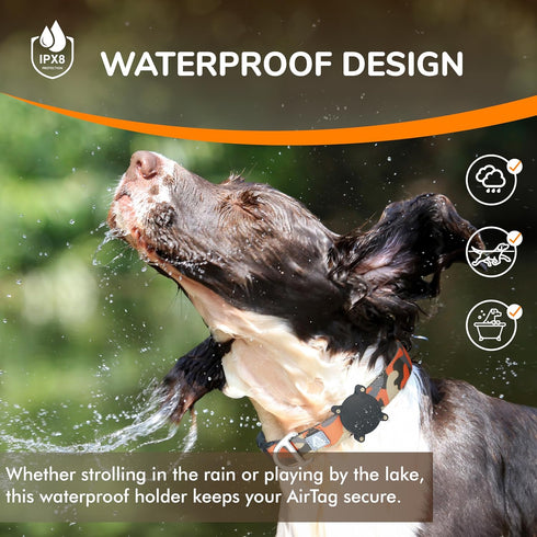 Waterproof Airtag Dog Collar Holder - Fits Up to 1 Inch Collar and Harness, Dustproof, Ultra-Durable, Easy Installation, Damage-Free Design, Black...