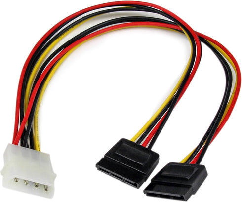 StarTech.com 12in LP4 to 2x SATA Power Y Cable Adapter - Molex to to Dual SATA Power Adapter Splitter (PYO2LP4SATA)...