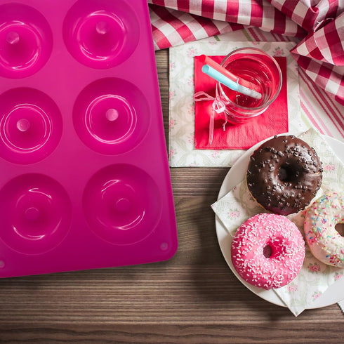 LIHUILAI 3 Pack Silicone Donut Mold - Food Grade Silicone Doughnut Baking Pan, Non-Stick Heat Resistant for 6 Full Size Donuts Cake Biscuit Bagels...